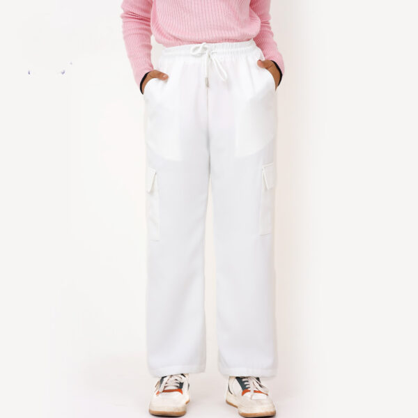 Women's Cargo Baggy Fit Pants In White